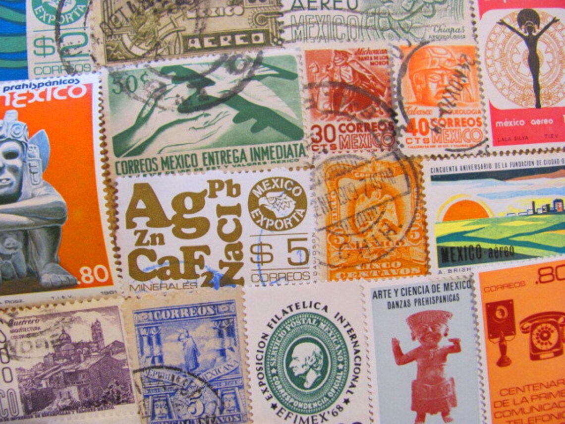 Mucho Gusto 50 Vintage Mexican Postage Stamps Mexico Estados Etsy