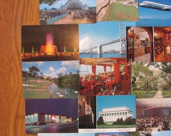 Fantastic Voyage Set of 20 Vintage Postcards UNUsed Postal Cards Collection Midcentury Modern Architecture Scrapbooking Travel Journal 1