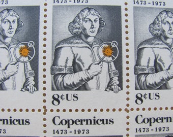 Nicolaus Copernicus Full Sheet of 50 Vintage UNused US Postage Stamps 1973 8-c Scott 1488 Astronomy Science Fiction Space Astrophilately