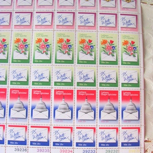 UNused Vintage US Postage Stamps Full Sheet of 60 15cent 1980s National Letter Writing Week Postage Stamps Valentine's Save the Date Wedding image 3