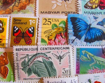 Ali stravaganti 50 Francobolli vintage premium con insetti Insetti Entomologia Mosca Falena Ape Farfalla Libellula Coleottero Invertebrato Filatelia