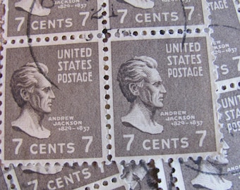 Old Hickory 50 Vintage Gebruikte Geannuleerde CDS Amerikaanse Postzegels 7-c Andrew Jackson Brown Versieringen The Hermitage Save the Date Scrapbooking