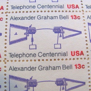 Telefon Centennial Full Sheet of 50 UNused Vintage US Briefmarken 15c Scott 1683 Fortschritt in Elektronik Hochzeitspostage Save the Date