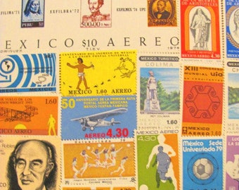 Mucho Gusto 50 Premium Vintage UNused Mexican Postage Stamps MNH Mexico Aereo Estados Unidos Mexicanos Cinco de Mayo Latin America Hispanic