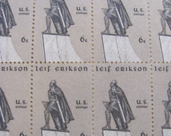 Leif Erikson 50 Vintage UNused US Postage Stamps 6c Beige Taupe Scrapbooking Ephemera Norse Explorer Leifr Eiríksson Iceland Save the Date