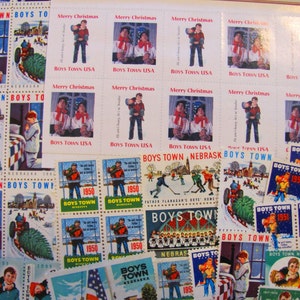 Boys Town 132 Vintage Christmas Seals Mega Mix Holiday Stamps Father Flannagan's Boys Home 1950s 60s Nebraska Midcentury Rockabilly Ephemera image 3