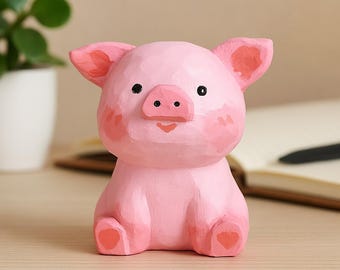 ヴィンテージの木製子豚の彫刻/置物、本棚、デスク装飾 - Etsy 日本