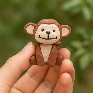 Handmade Wooden Monkey Sculpture – Unique Animal Decor, Desk Accessory, Hand Carved Statue, Gift for Home or Office