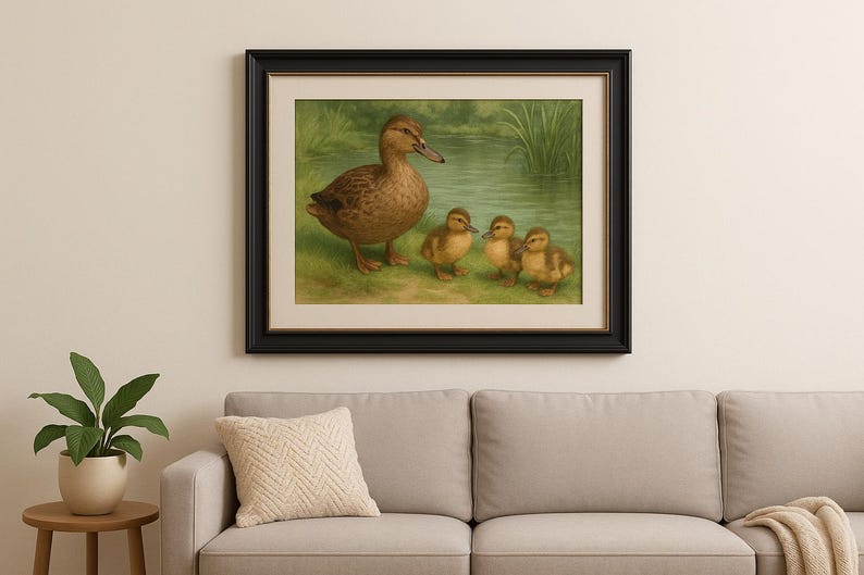 Mother Duck and Ducklings Printable Wildlife Art Farmhouse Nursery ...