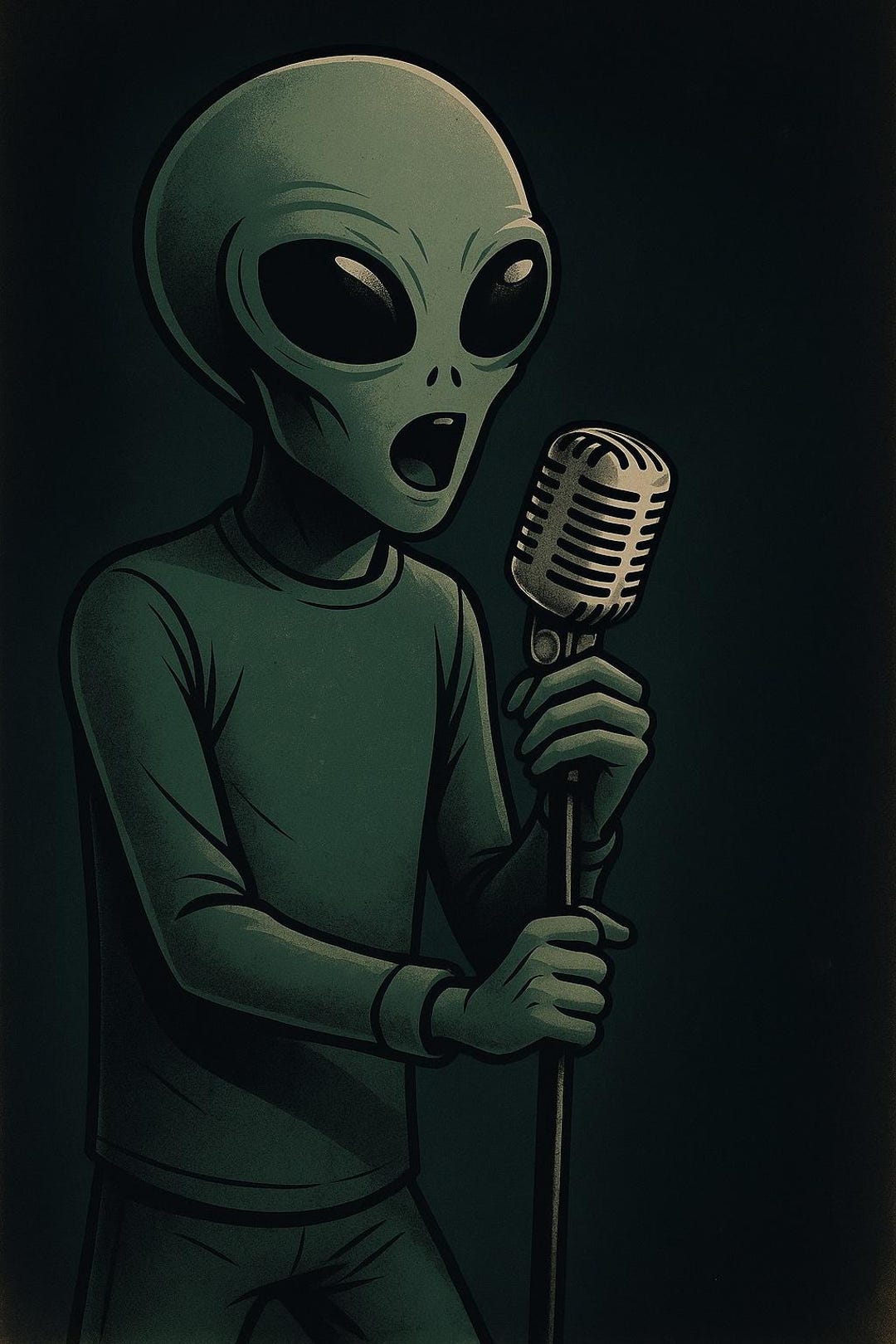 Alien Singer Alien Singer Wall Art | Quirky Extraterrestrial Home Decor | Vintage ...