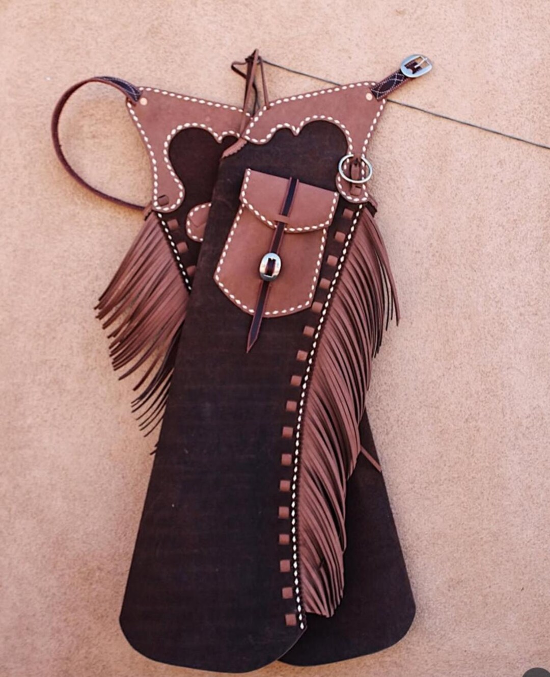 Handmade Leather Chaps Cowboy Suede Leather Chaps Western Rodeo Pants ...