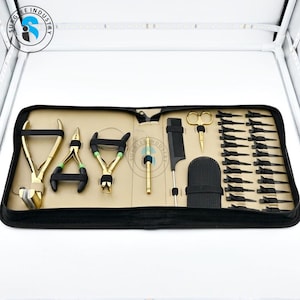 Gold Plated I Tip Hair Extension Tools Kit included Tape Sealing Plier and Other