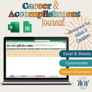 Career Accomplishment Journal Excel Sheets Template | Tracker | Brag Book