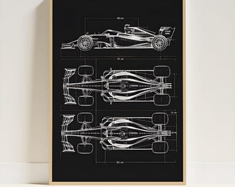Formula 1 Technical Drawing Digital Wall Art, F1 Car Poster, F1 Wall Decor Gift for Him, F1 Poster, Digital Download Printable Art,
