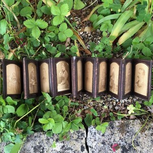 Rare Victorian CDV Concertina Photo Frame. Holds 12 CDVs. Shabby Gold Tooled Leather. 19th Century Miniature Display Album. 1800s Collector.
