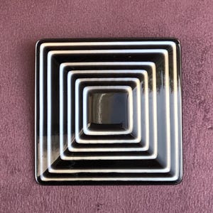 Vintage Léa Stein Geometric Brooch. Rare Large Black & Silver 2.6 Inch Square. Paris France. Plastic Celluloid Collectable Pin. Deco Style.