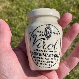 Antique Stoneware Pots and Pie Funnels, Sold Individually. Ironstone. Virol. Meat Paste. Victorian Kitchenalia. Tea Stained. Advertising.