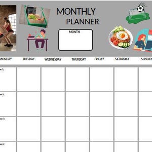 Planner mensile, Planner gratuito, Planner personalizzabile; Planner mensile stampabile formato A4, Planner per esami; Planner per studi; Planner per pasti;