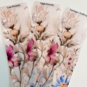 Custom Wildflower Bookmarks for A5 and A6 Binders | Budgeting Essentials