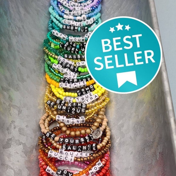 Pulseras de palabras con cuentas personalizadas, palabras de afirmación, pulseras de nombre, pulseras de expresión, pulseras de intención, pulseras personalizadas