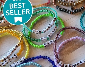 Custom Word Bracelets, Affirmation Bracelets, Friendship Bracelets, Expression Bracelets, Intentions Bracelets, Personalized Bracelets