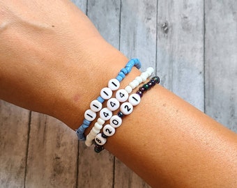 Personalized Number Bracelet, Seed Bead Bracelet, Anniversary Date