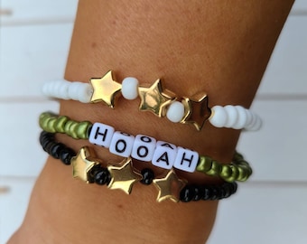 Conjunto de pulseras de cuentas del Ejército de EE. UU.: Joyería Hooah, regalo militar