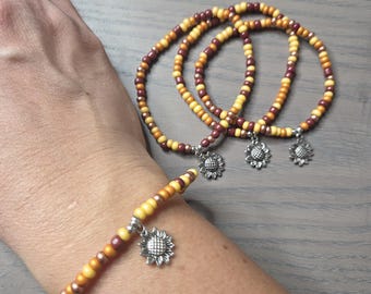Bracelet en perles de tournesol d'automne