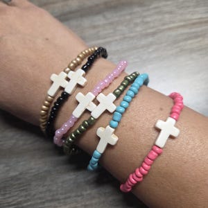 Bracelets de perles croix, bracelets de foi