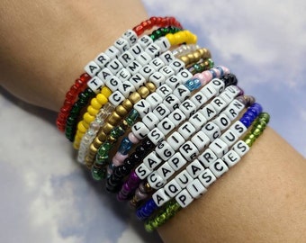 Beaded Zodiac Bracelets, Birth Sign Bracelets, Horoscope Bracelets, Astrology Bracelet