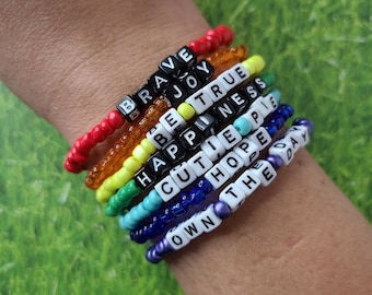 Pulsera personalizada con palabras de afirmación para niños: Pulsera con cuentas, regalo para el aula, pulsera de positividad, pulsera con palabras de afirmación