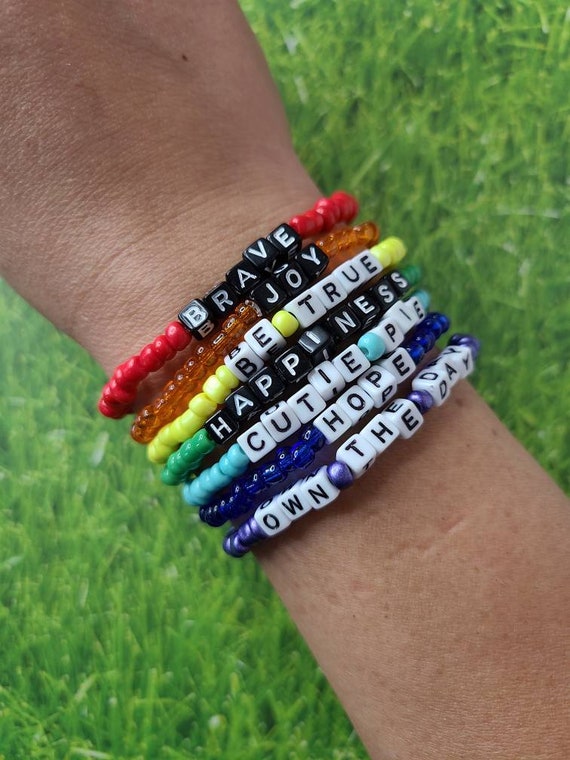 Bulk Order of 100 Beaded Word Bracelets, Words of Affirmation Bracelets,  Name Bracelets, Personalized Bracelets