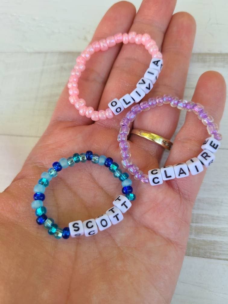 Beaded Baby Name Bracelets Newborn Bracelets Personalized Etsy