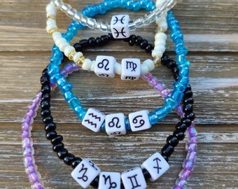 Beaded Zodiac Bracelets,  Custom Bracelets, Personalized Bracelets