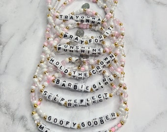 Elegant Beaded Word Bracelets, Words of Affirmation, Name Bracelets, Expression Bracelets, Custom Word Bracelets, Personalized Bracelets