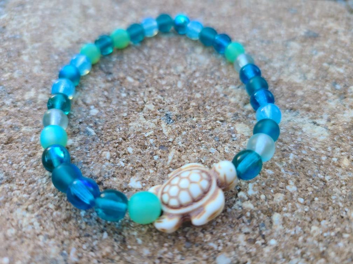 Sea Turtle Beaded Stretch Bracelets Stackable Bracelets | Etsy