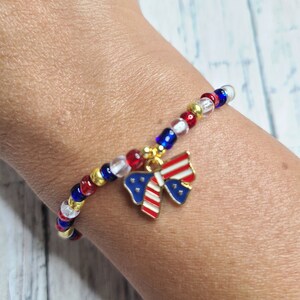 Braccialetto Cha Cha con perline patriottico del 4 luglio: gioielli rossi, bianchi e blu - Vintage Americana - Italia