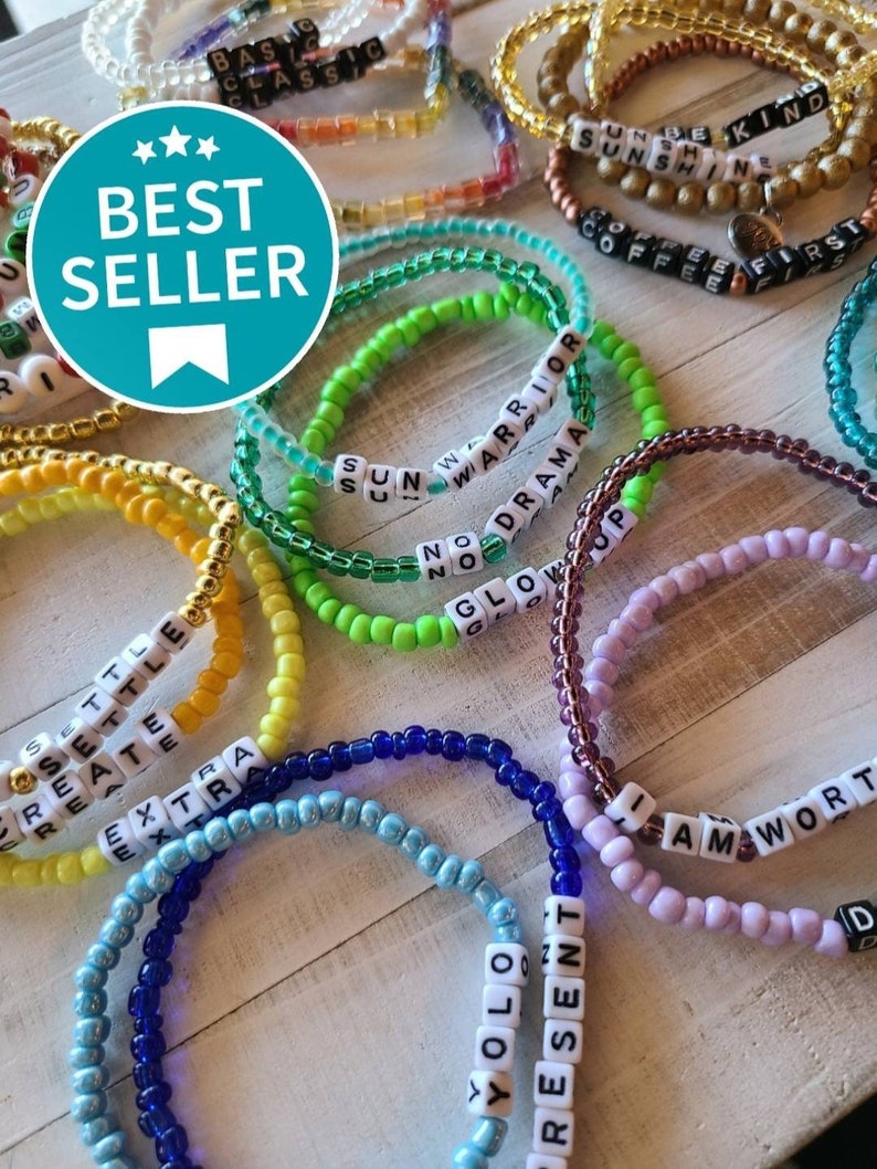 Custom Word Bracelets, Affirmation Bracelets, Friendship Bracelets, Expression Bracelets, Intentions Bracelets, Personalized Bracelets image 1