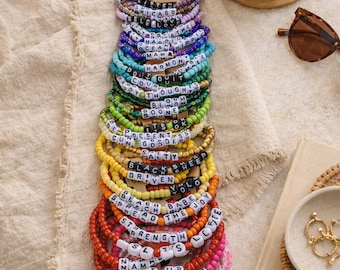 Pulseras De Palabras Con Cuentas Personalizadas, Palabras De Afirmación, Pulseras De Expresión, Pulseras De Intención, Pulseras Personalizadas, Regalos Para Maestros - México