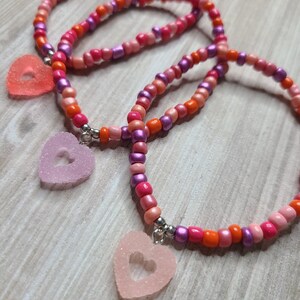 Gummy Candy Heart Beaded Bracelets, Valentine&#39;s Bracelet, Love Bracelets, Galentine&#39;s Jewelry