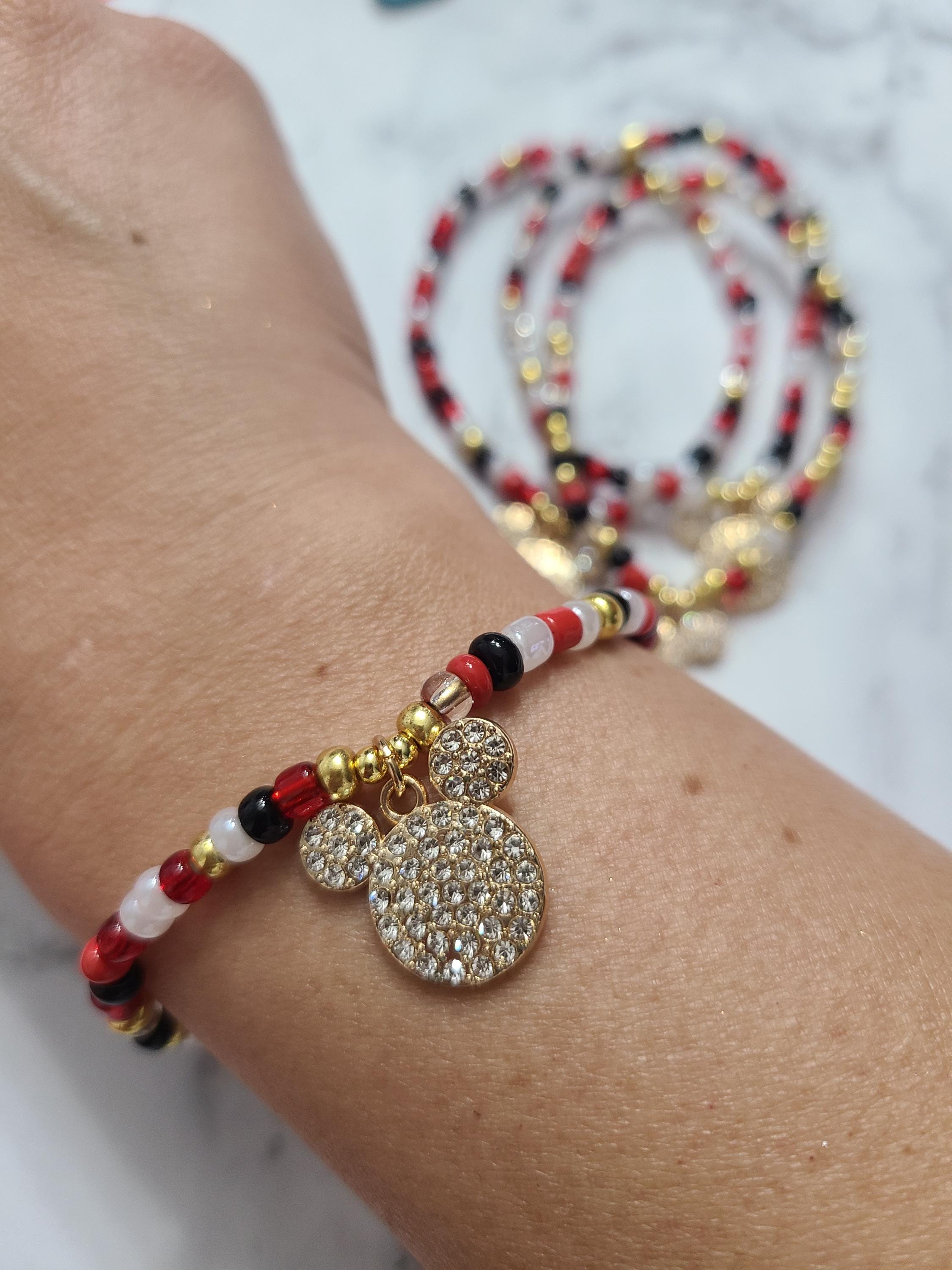 Blinged Mouse Head Beaded Bracelet, Mickey Mouse Inspired Bracelet, Mouse  Jewelry