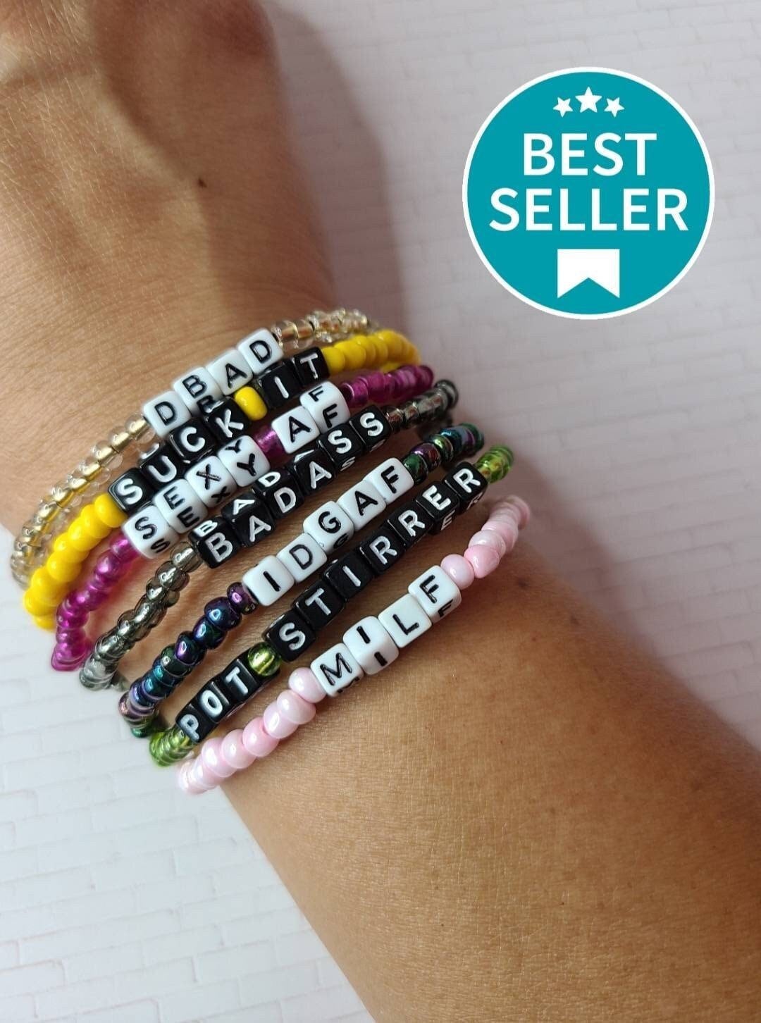 Yiddish Word Bead Bracelets - Mensch, Chutzpah, Yenta or Kvetch