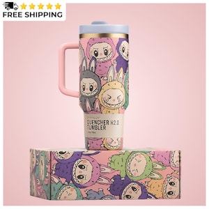 Limited Edition Labubu 40oz Tumbler- Viral Pop Mart Collab, Cute Cartoon Tumbler, Perfect for Best Friend Gift Idea