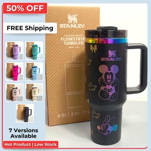 Mickey Mouse 40oz Tumbler Stanley Cup Dupe with Straw | 7 Cute Styles | Gift for Disney Fans | Hot/Cold | FREE Shipping