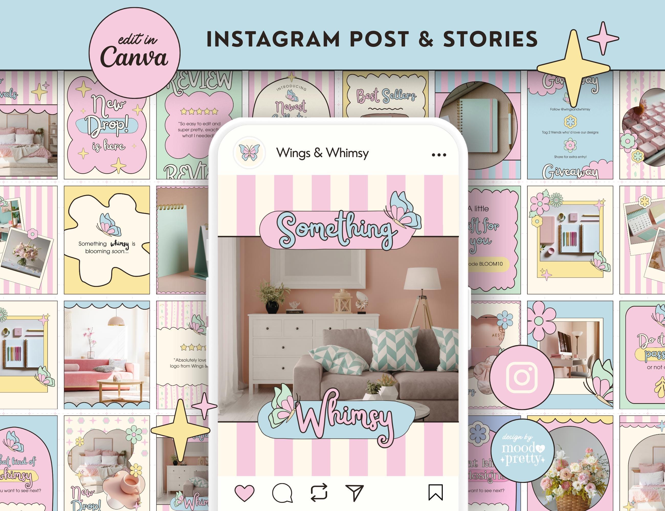 Whimsical Instagram Post Templates | Pastel Tones Canva Social Media ...