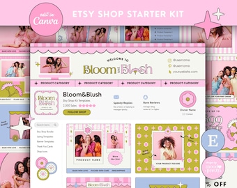 Etsy Shop Kit | Editable Canva Templates, Banners, Icons (Digital Download)