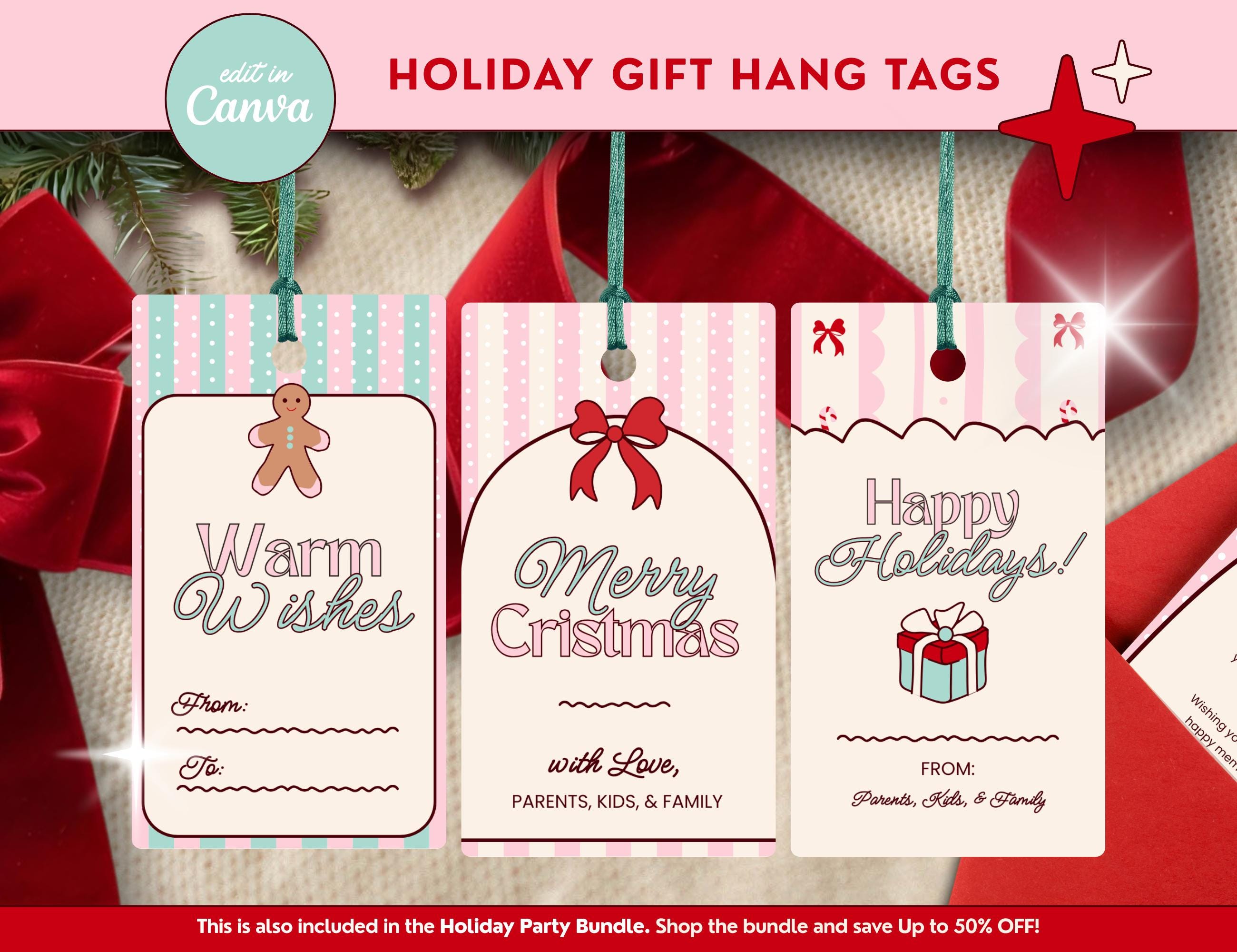 Editable Christmas Gift Tag Template | Printable Canva Design (instant ...