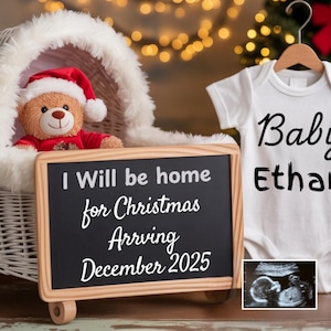 Christmas Pregnancy Announcement: I&#39;ll Be Home for Christmas, Social Media Reveal (Digital Download)