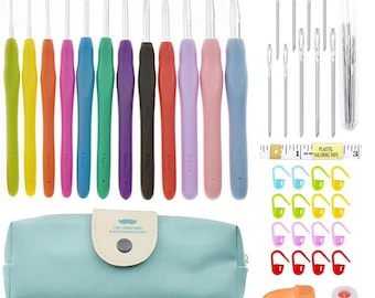 Kit de agujas de crochet de aluminio con mango suave y bolsa de almacenamiento
