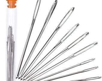 Large Eye Blunt Sewing Needles for Cross Stitch, Knitting, Leather & Embroidery Hand Sewing Tools